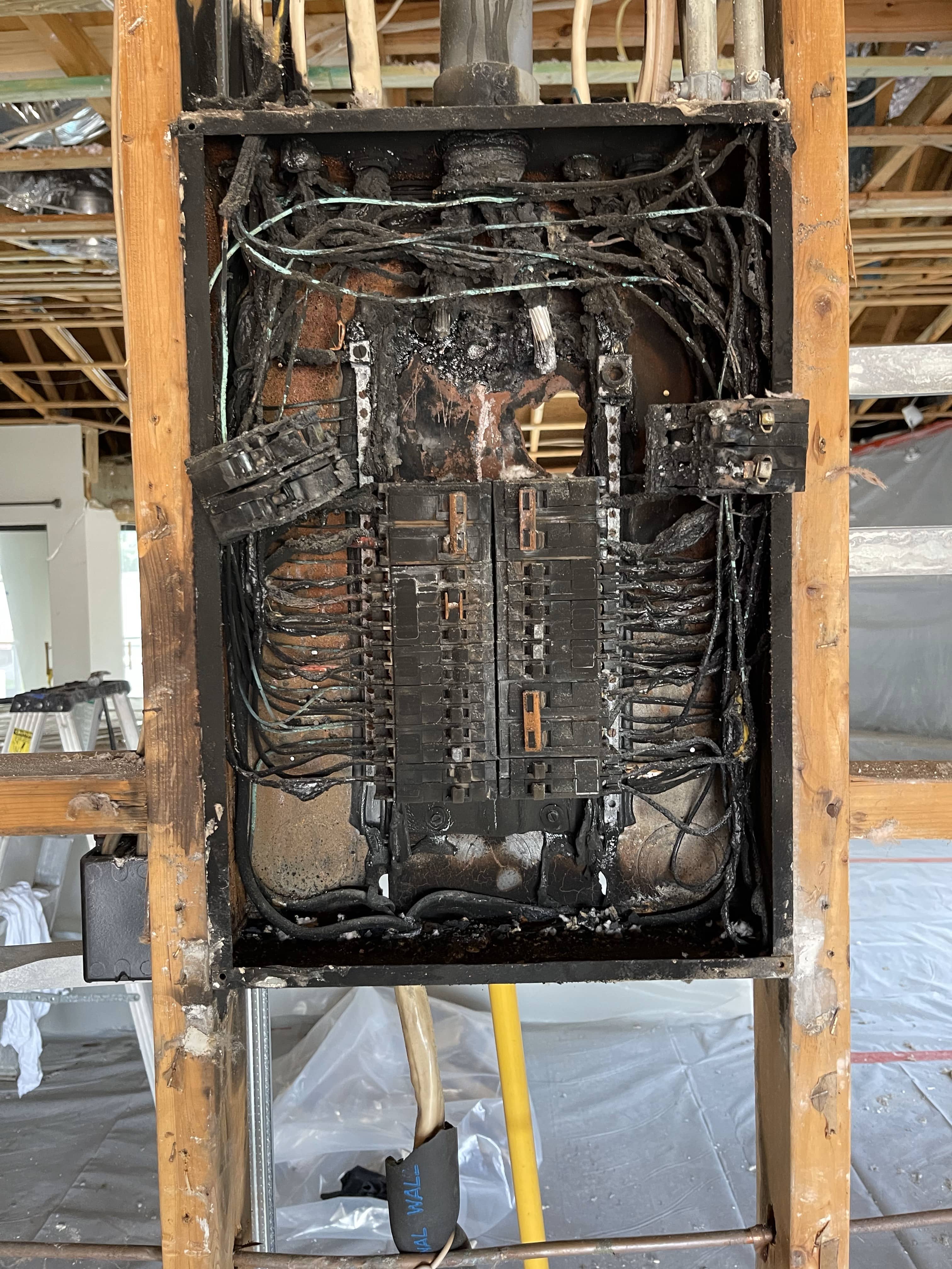 Overheated Electric Panel Catches on fire. Electric fire.